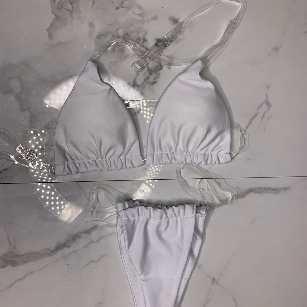 Pure White Clear Strap Bikini - Picture 3 of 4